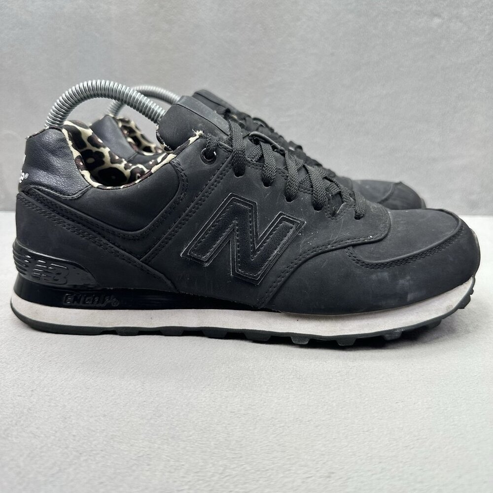 New Balance 574 Womens Size 9 (B) Shoes Black Leopard Casual Low Top Sneakers
